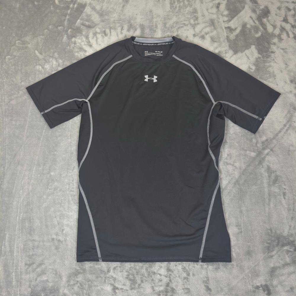 Under Armour Compression Shirt Mens XL Black HeatGear Short Sleeve Training Tee
